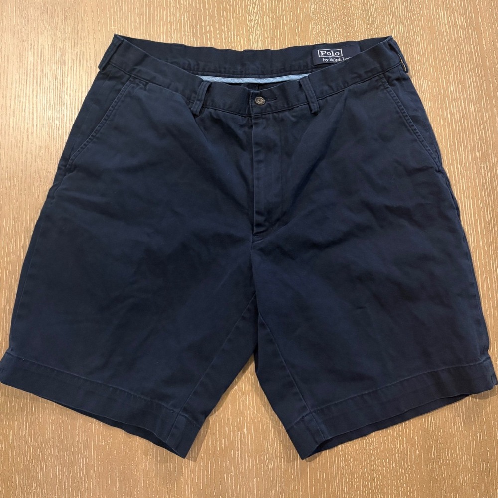 Polo Ralph Lauren Mens Navy Blue Chino Shorts 35 Classic Fit 9 Inseam Cotton